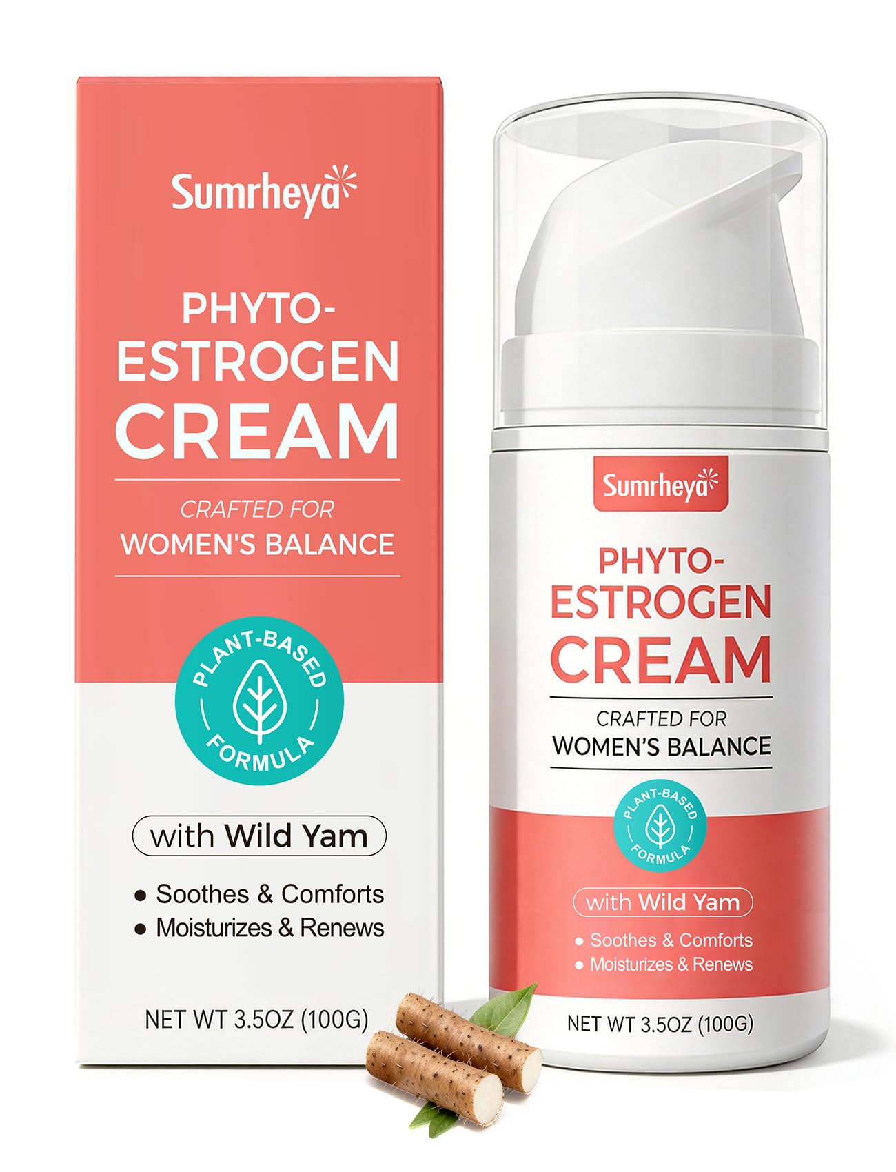 Sumrheya Natural Estrogen Cream for Women - Soothing Phytoestrogen Moisturizer with Wild Yam - Balancing Skin Cream for Menopause Support - Moisturizes, Firms & Revitalizes Dry, Sensitive Skin