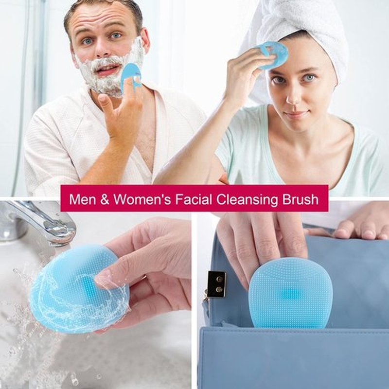 Soft Silicone Facial Cleansing Brush Manual Face Scrubber Exfoliating Massage Scrub Acne Blackheads Remove Handheld Pads for Sensitive, Delicate, Dry Skin (Pack of 3)