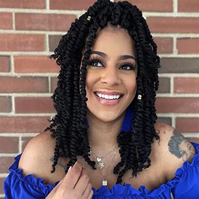 Miss Sula Passion Twist Hair-Pre-twisted Passion Twists,Pre-Looped Crochet Braids Made Of Bohemian Hair Synthetic Braiding Hair Extensions (12 Inch(Pack of 2), 1B)