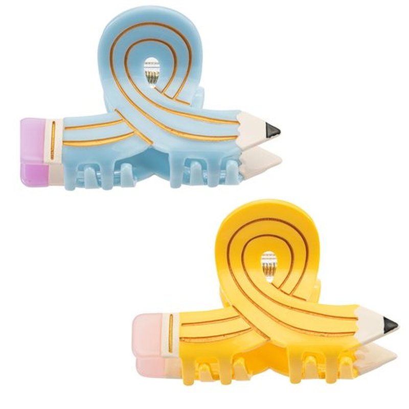 Back to School Hair Claw Clip Pencil Shape 3.5 Inch Hair Grip Clip For Women Back to school Teacher Hair Accessories Gifts,Acetate Hair Clips, Medium Strong Hold for Thin Hair2pcspencil