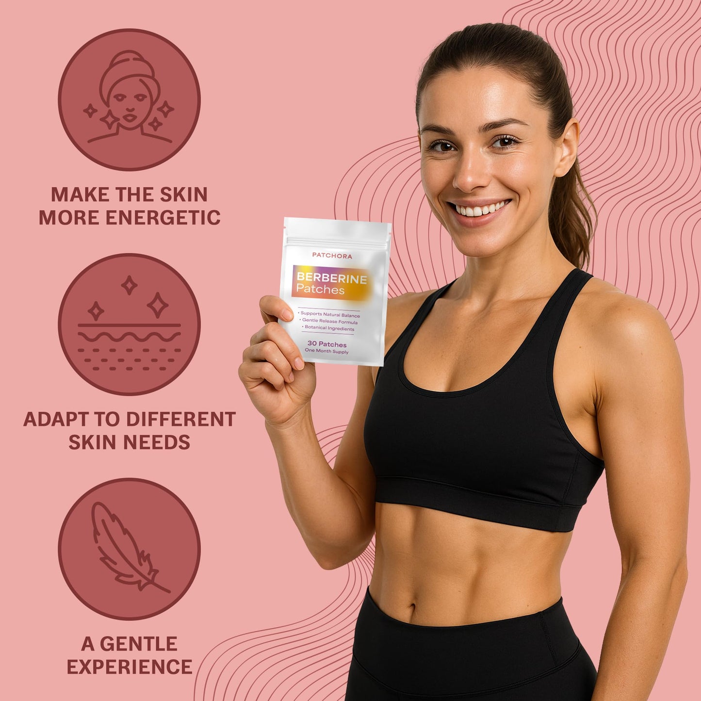 Patchora Wellness Berberine Patches – 4 Pack (120 Patches) – Body Care Patches Suitable for Men and Women's - Wearable Lifestyle Support – Plant-Based Daily Routine Patch – 120 Day Supply