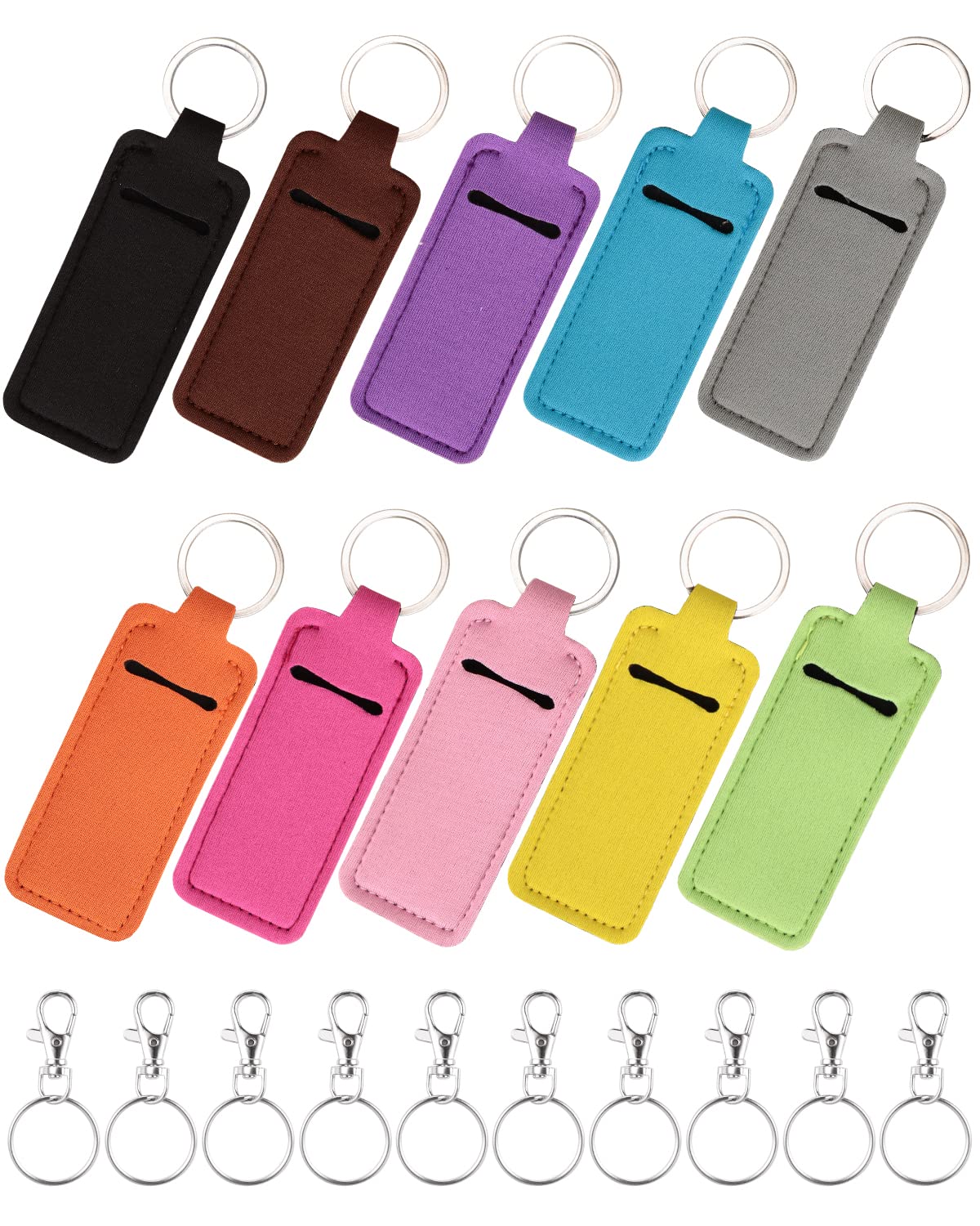 Meiiy Chapstick Holder Keychain Lip Balm Keychain Lipstick Sleeve Pouch Portable Pocket Lip Gloss Tube Holder Stocking Stuffers Gift for Women (10pcs-new)
