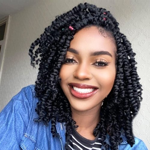 Passion Twist Hair 10 Inch 8 Packs, Pre Twisted Passion Twist Crochet Hair For Black Women, Pre Looped Passion Twist Curly Crochet Hair, Short Crochet Passion Twist Hair (10 Inch (Pack of 8), 1#)