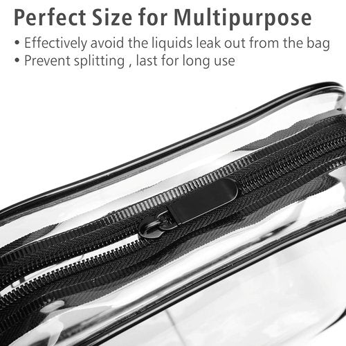 PACKISM Clear Makeup Bags - 3 Pack TSA Approved Toiletry Bag, Travel Clear Toiletry Bag, Quart Size Bag Clear Cosmetic Bag, Black White Grey
