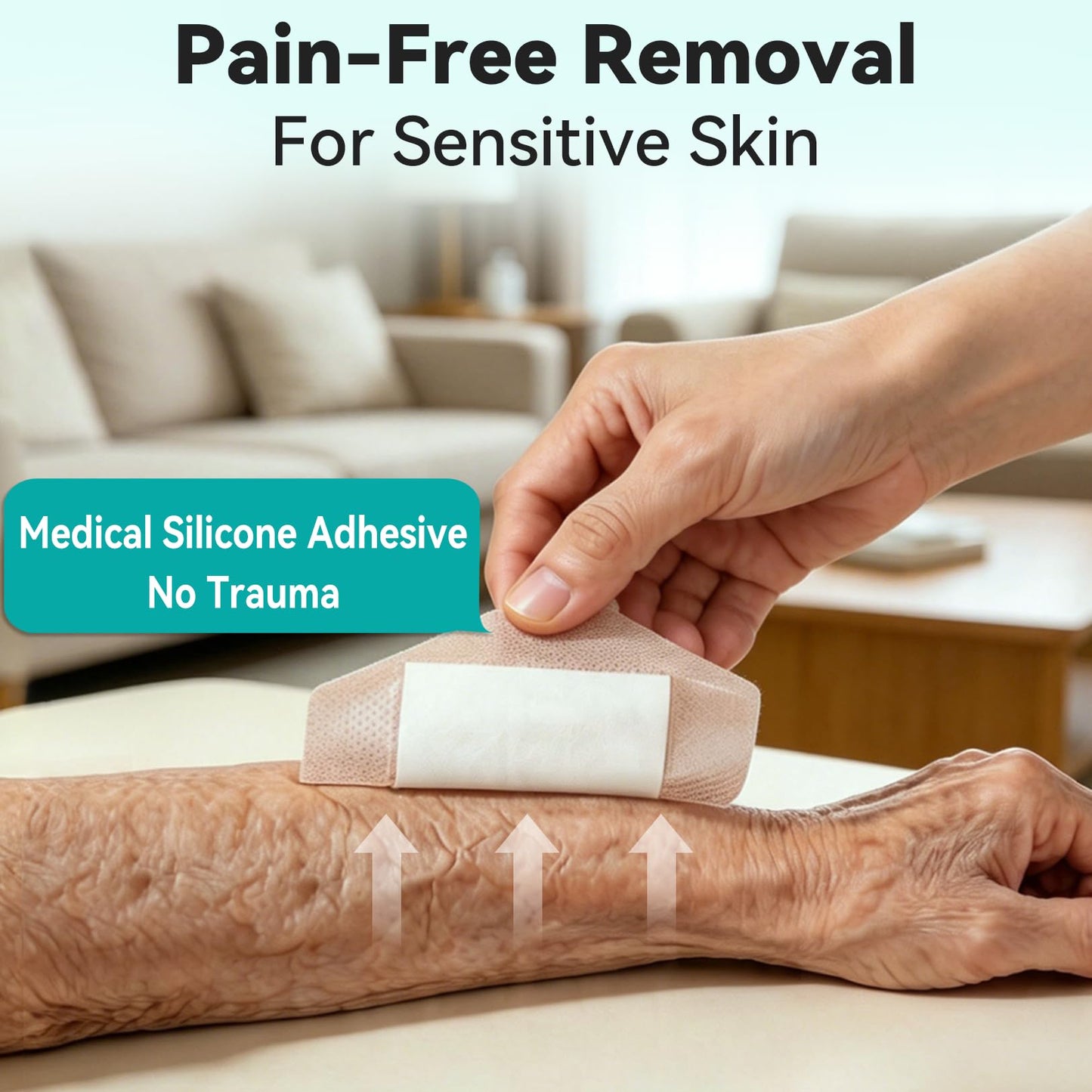 Dimora Silicone Foam Dressing 6"x 6"(10PCS), Silicone Foam Dressing with Border Adhesive 6"x6" Waterproof Wound Dressing Bandage for Wound Care 10 Pack