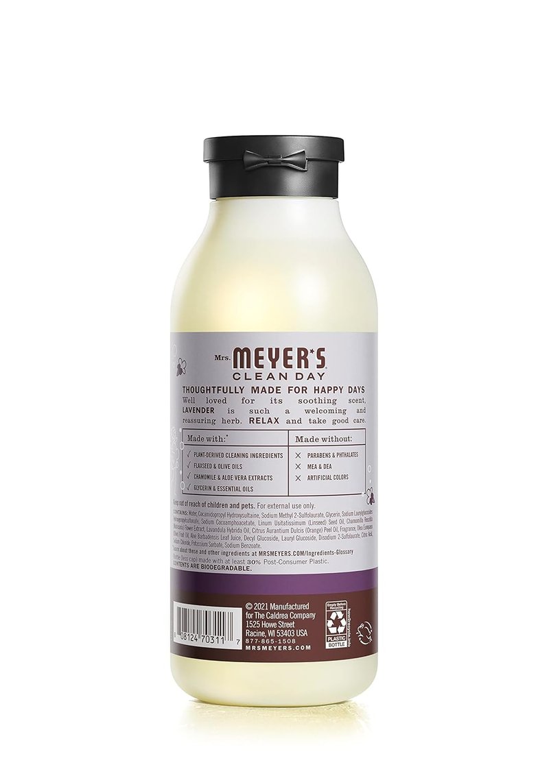 MRS. MEYER'S CLEAN DAY Lavender Body Wash - Moisturizing Shower Gel with Essential Oils | 16 oz