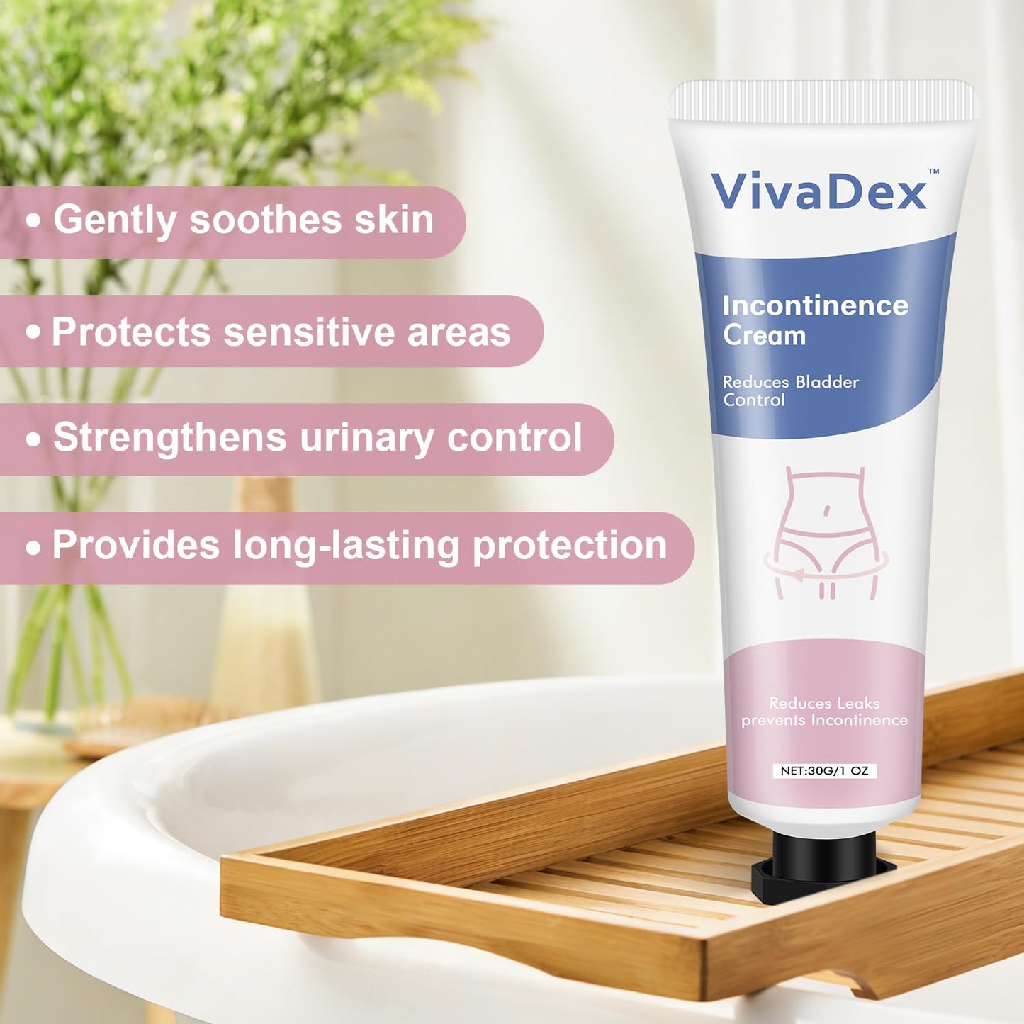VivaDex Cream Incontinence for Women, Skin Protectant Moisture Barrier, Gentle Soothing Lightweight Non-Greasy Daily Intimate Skin Care (1PCS)