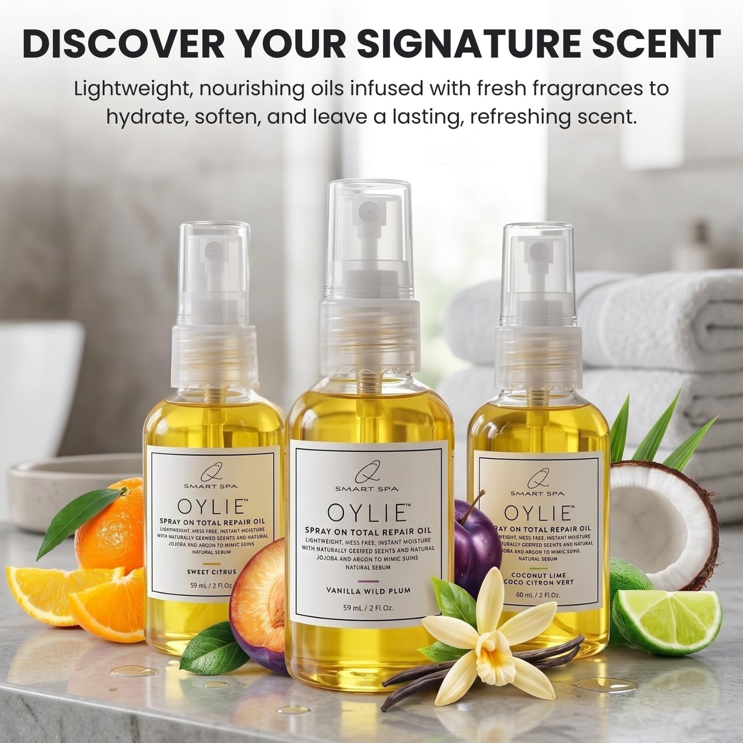QTICA Oylie Spray On Total Repair Body Oil | Lightweight Spray Oil with Natural Jojoba & Argan Oil for Instant Moisture, Smooth Finish Deep Hydration for Soft Supple Looking Skin 2oz (Exotic Mango)