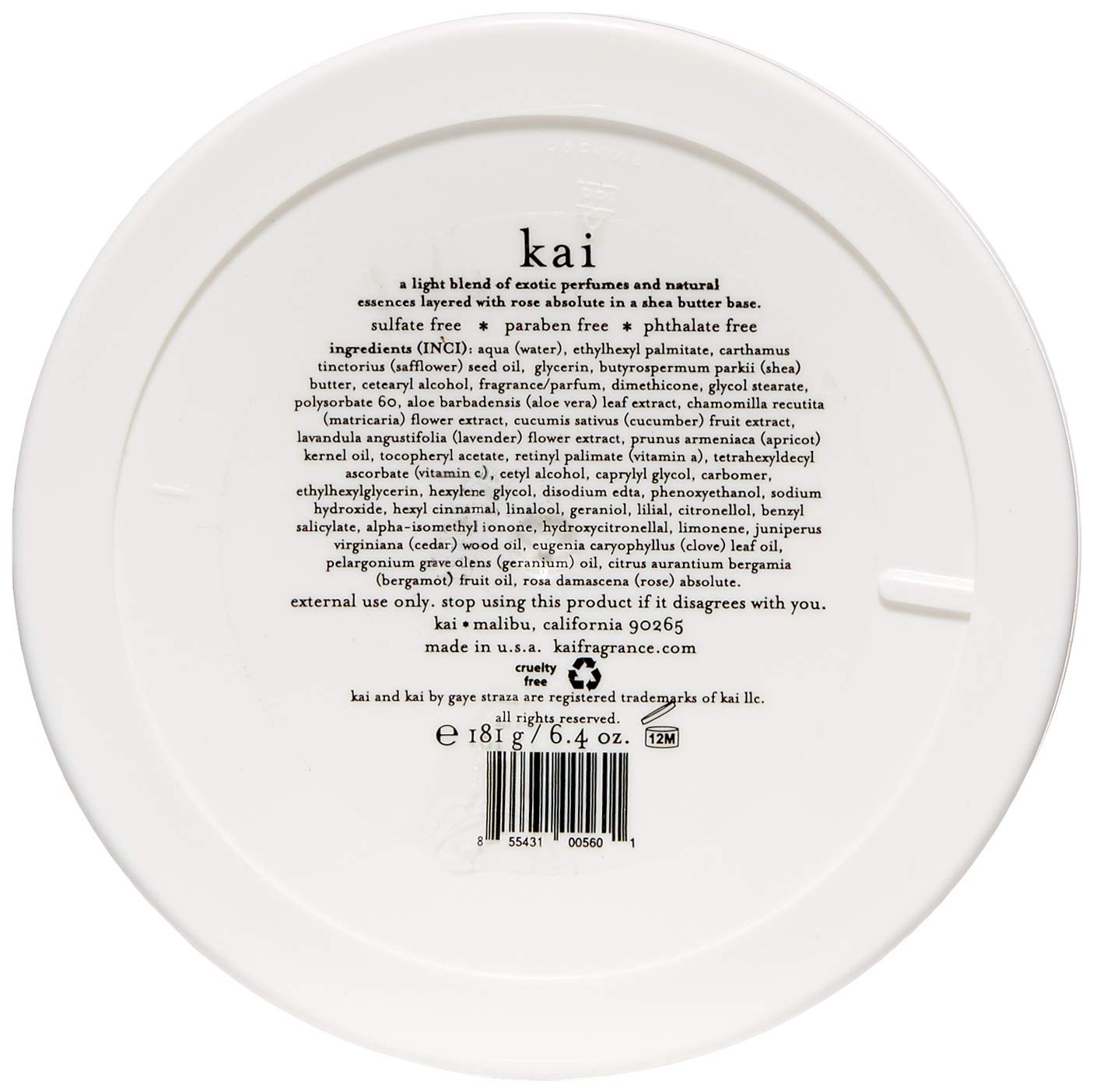 kai body butter intensely hydrating whipped shea cream for soft, glowing, healthy-looking skin with luxurious rose absolute, gardenia scent, 6.4 oz