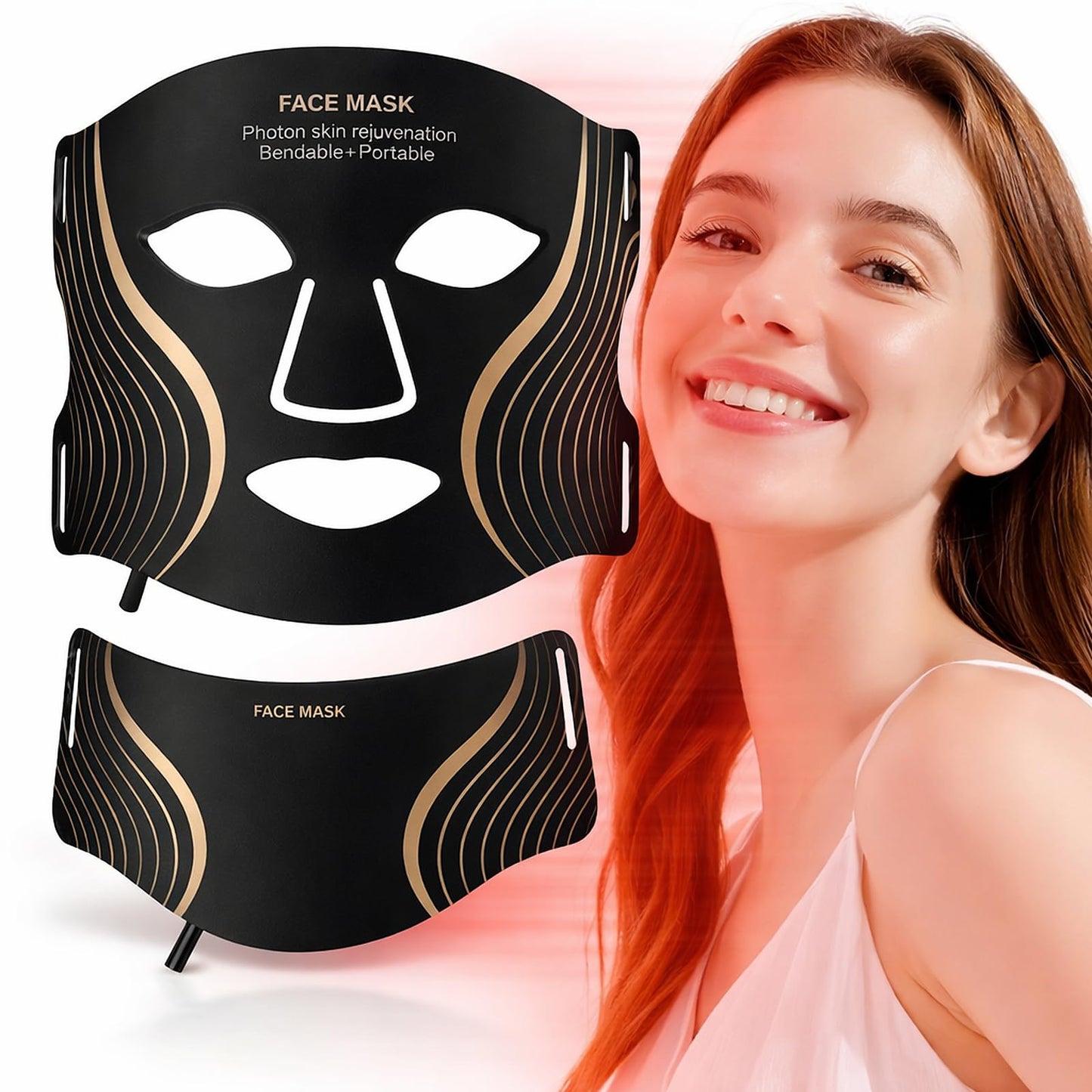 Red Light Therapy Mask for Face,LED Light Therapy Mask Skin Care Mask & Neck,Infrared Lights Masks for Home Working Travel Yoga Sleep