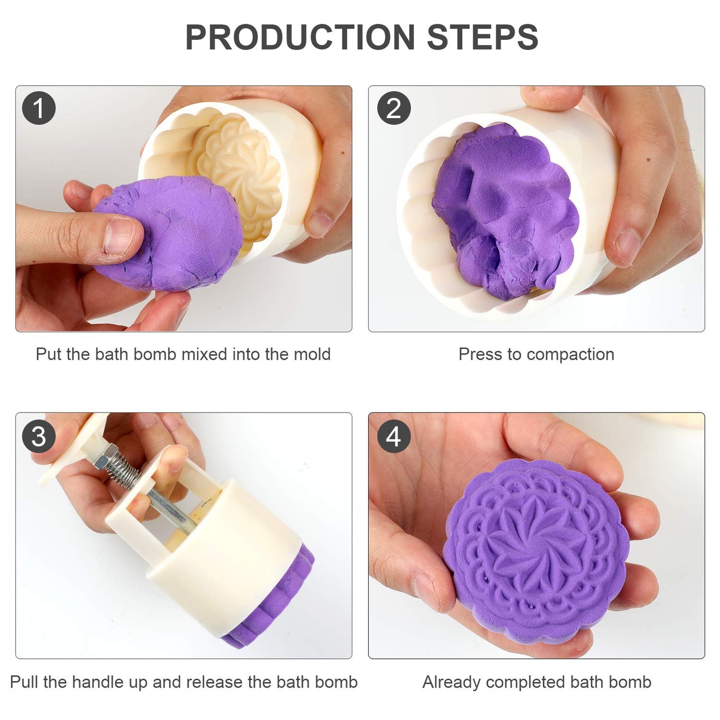 Boao 14 Pieces Bath Bomb Mold Kit Plastic Moon Cake Flowers Mold Supplies Press Includes 2 Pcs Shower Steamer Bath Bombs Press with 12 Pieces Stamps for Supply Making DIY Tools