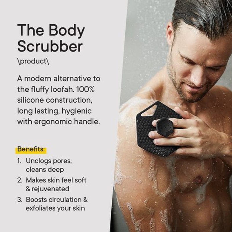 Tooletries - Body Scrubber - Silicone Exfoliating Scrubber - Bathroom & Shower Accessories for Men, Travel Essentials for Men - Durable & Long Lasting Body Wash Scrubber for Men - Charcoal