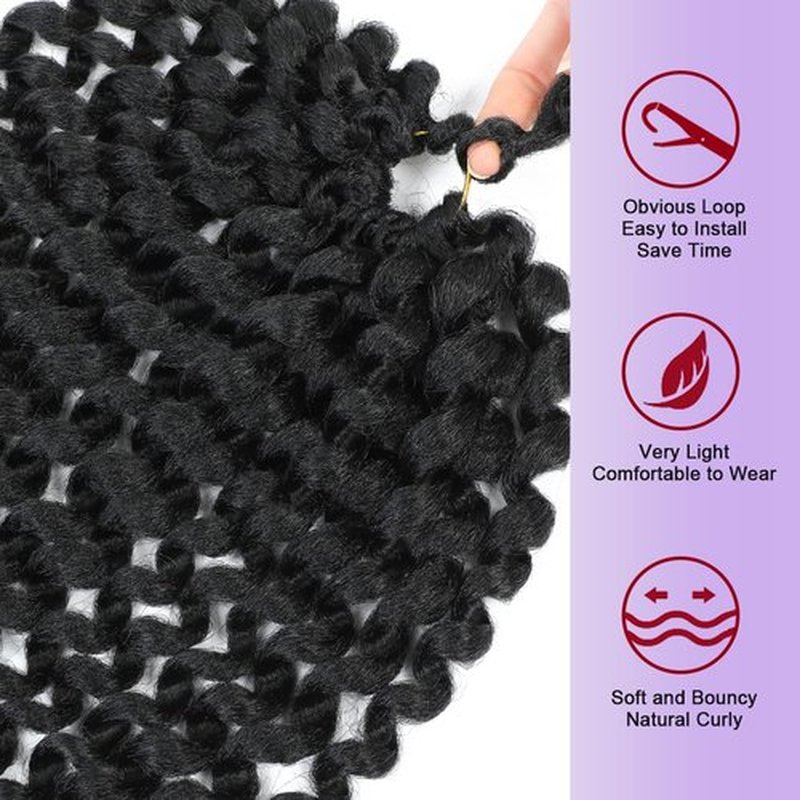 GetMaige Jamaican Bounce Crochet Hair For Black Women 4packs 72 Roots Natural Black Jumpy Wand Curls Crochet Hair Short Pre Looped Curly Crochet Hair (8inch (pack of 4), 1B)