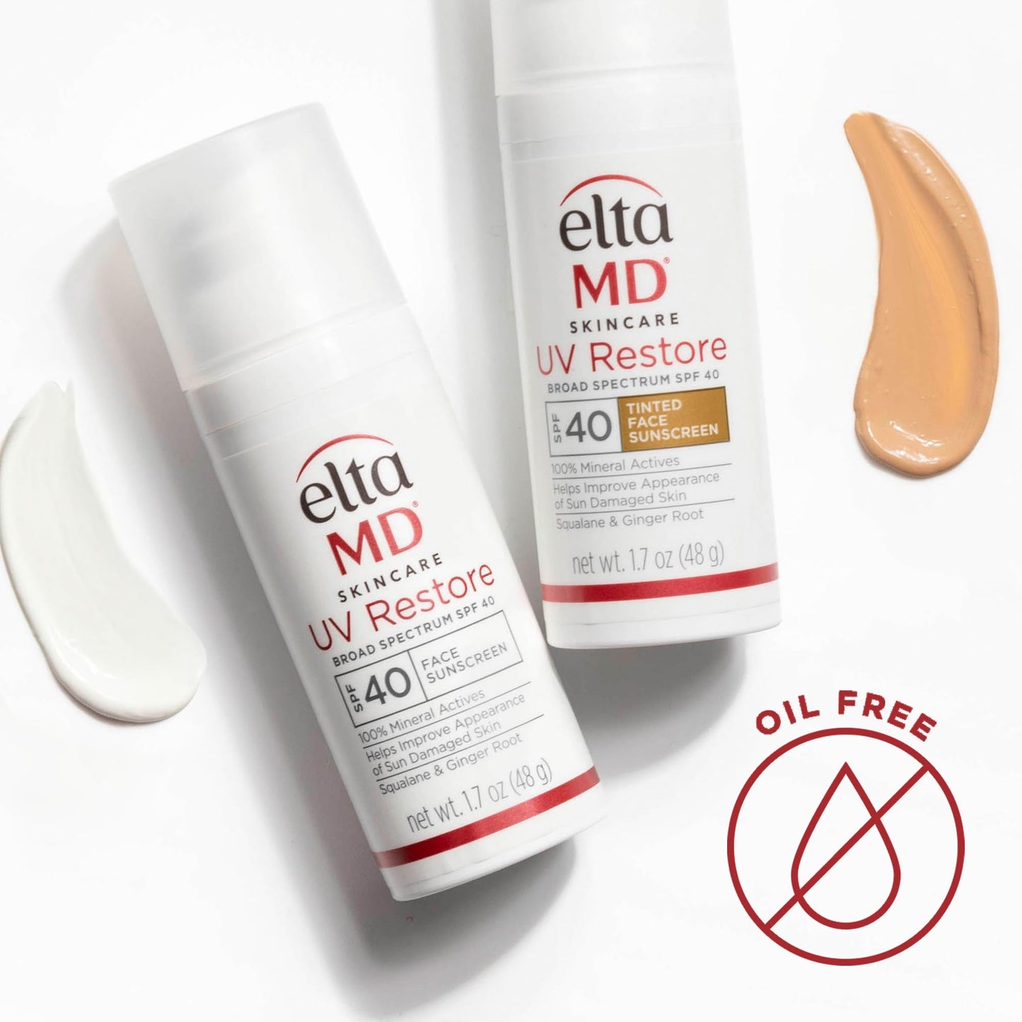 EltaMD UV Restore Tinted Sunscreen for Face SPF 40,Tinted Mineral Sunscreen for Sun Damaged Skin Repair Face,Anti Aging Zinc Oxide Moisturizer Formula,1.7 oz,(Pack of 2)