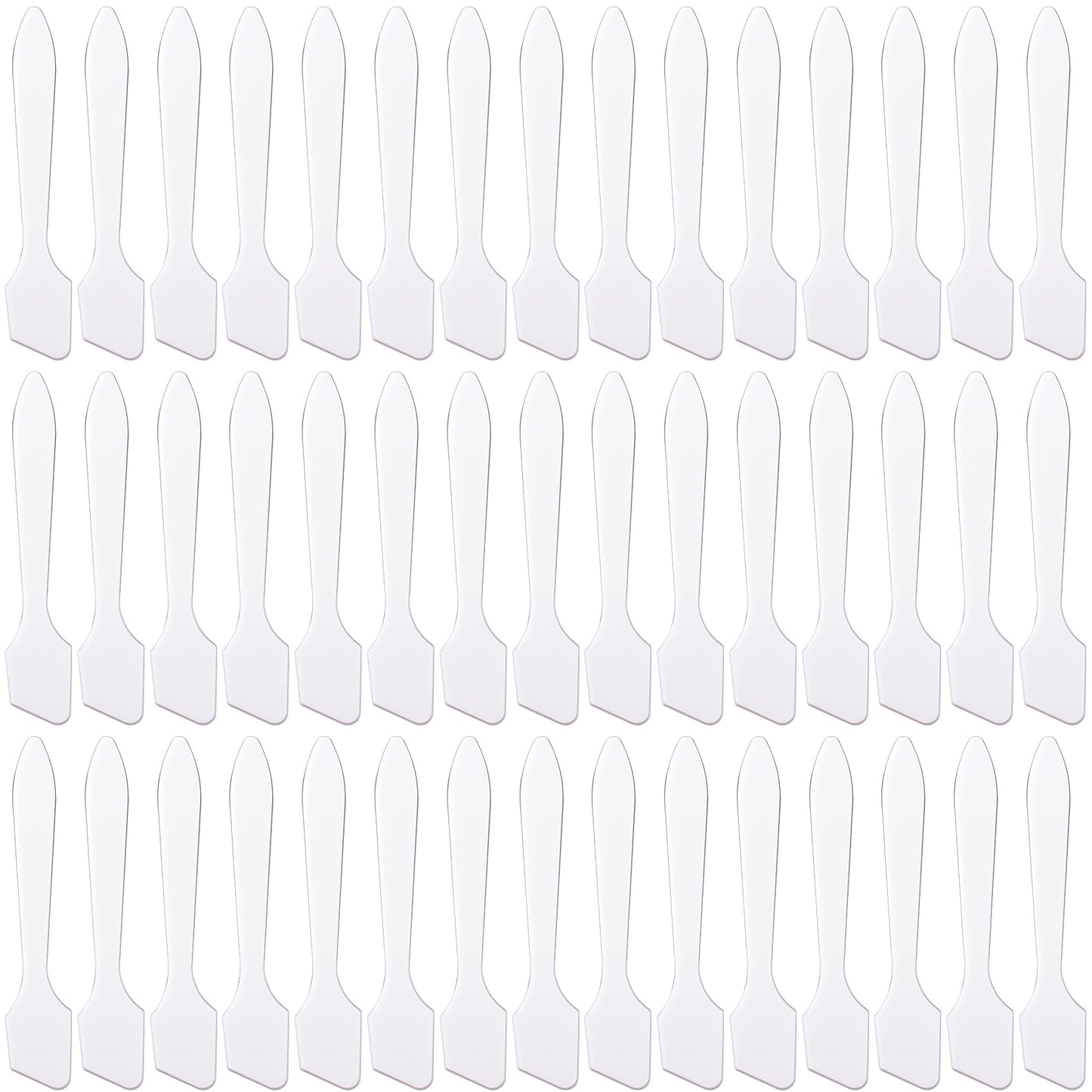 Pndeyo 100pcs Mini Plastic Makeup Spatula, Disposable Cosmetic Cream Spatulas Spoon, 3.2" Skincare Scoop Applicator Facial Massage Beauty Tools for Mixing and Sampling Face Eye Cream- White