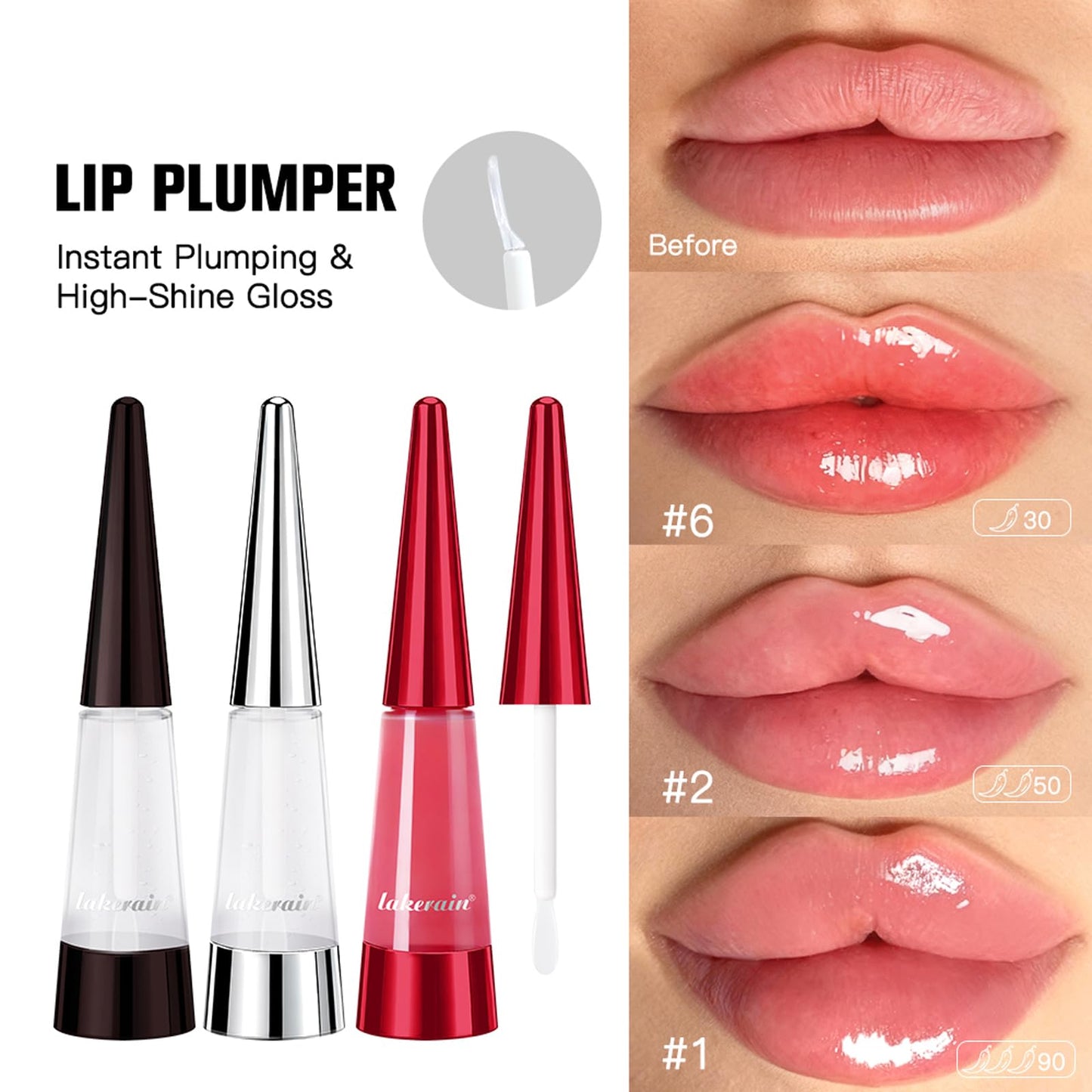 BAISEN DIARY Instant Plumping & High-Shine Gloss Plumping Lip Oil - Ultra-Hydrating & Nourishing, Glossy Finish Lip Glow Oil, Instant Volumizing Effect, Smooth, Soft, Juicy Lips (#3 Crystal)