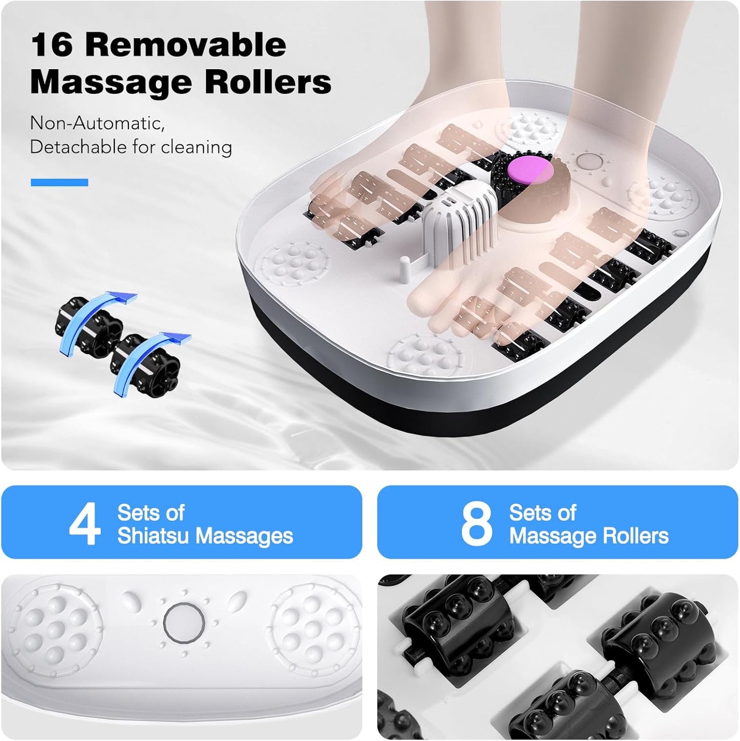 Collapsible Foot Spa Bath - Heated Bubble Massage with Remote Control | 16 Rollers & Pumice Stone for Relaxation