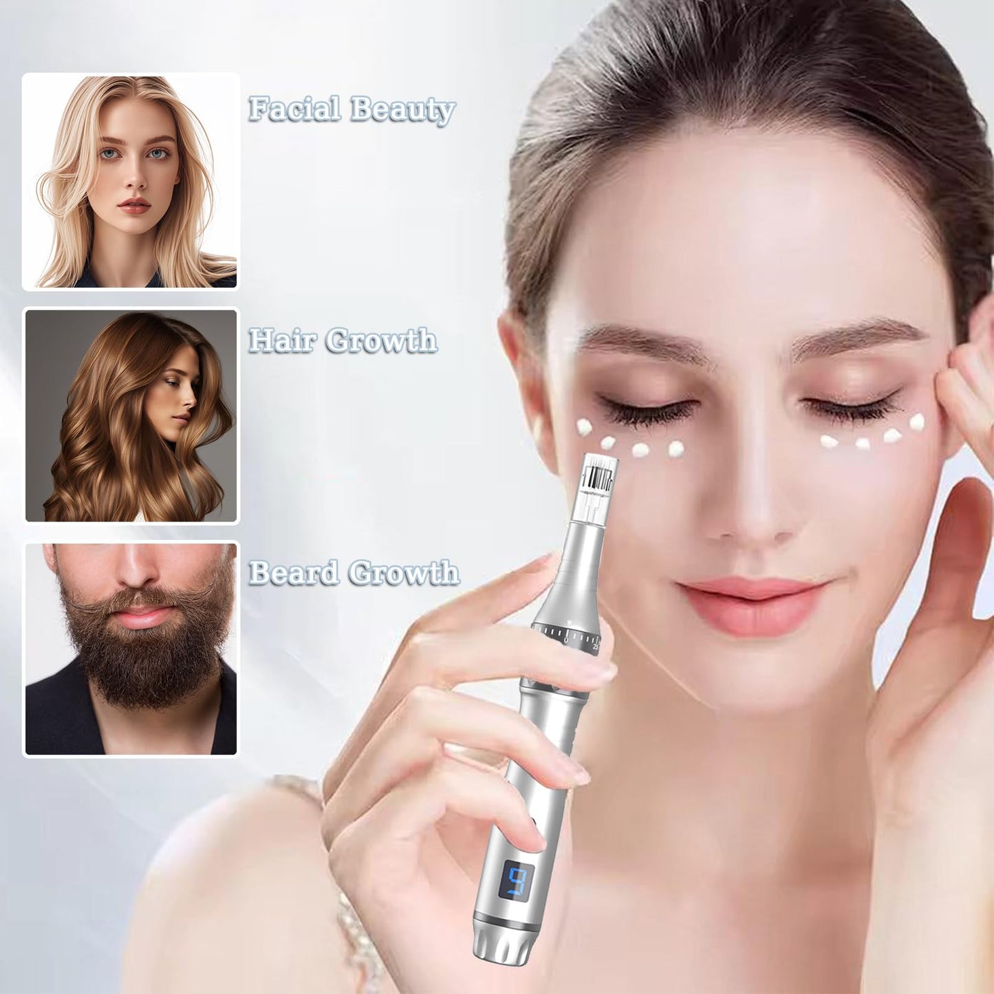 Derma Roller Pen 0.25mm, Microneedling Pen for Hair Face Scalp Beard Skin Care At Home Use