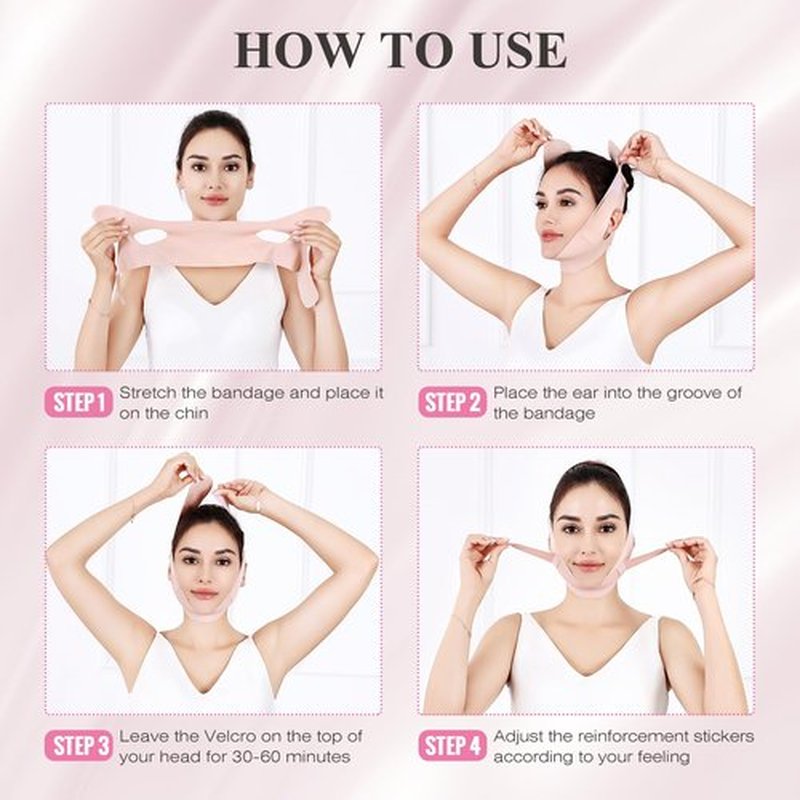 Chin Strap for Sleeping,Adjustable Chin Strap,Jaw Strap,Jawline Shaper,V Line Lifting Mask,Pink,M