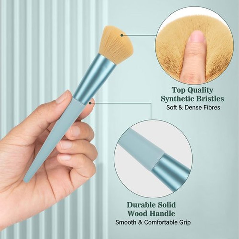 Makeup Brushes 20PCs Makeup Brush Set with Foundation Eyebrow Blending Concealer Blush Eyeshadow Contour Lash Powder Brush, Travel Make Up Brush Kit with Case & 2 Powder Puff - Baby Blue