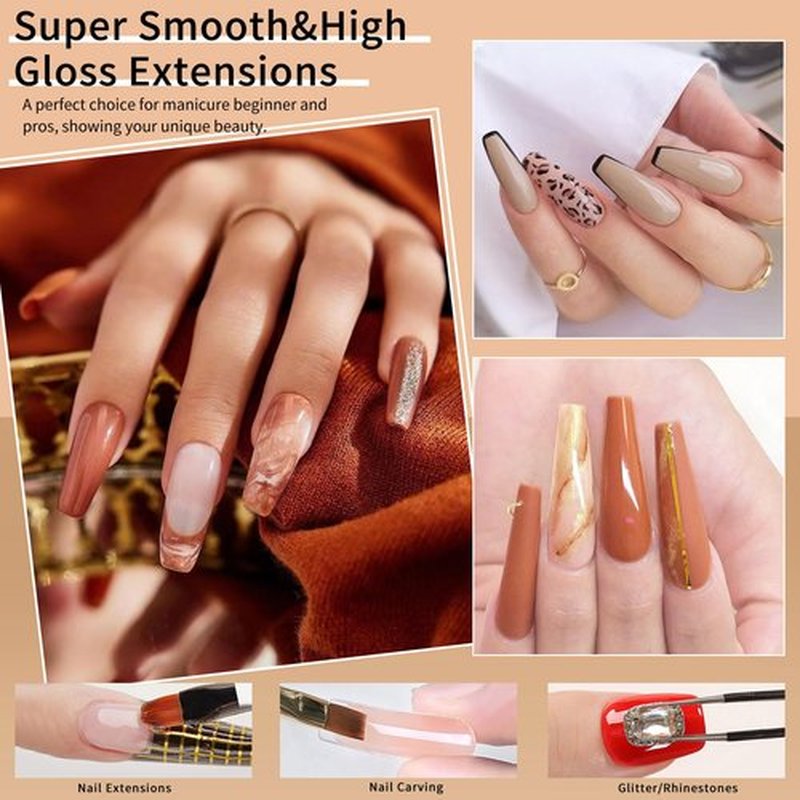 Arousar Poly Nail Gel Set 15ml, 8 Nude Colors Neutral Classic Nail Extension French Gel Long Lasting Hard Gel Manicure Gel Acrylic Kit Gel Nail Builder Kit