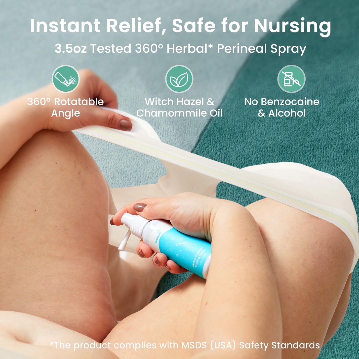 Grownsy 15pc Postpartum Essentials Recovery Kit | Postpartum Kit for Women | Includes 5 Postpartum Pads, 5 Disposable Underwear, 2 Ice Packs, Peri Bottle, Perineal Spray & 28 Cooling Pad Liners