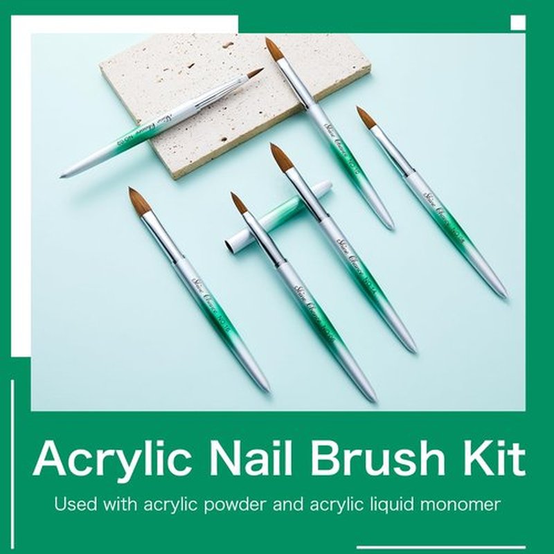 Shine Chance 4Pcs Acrylic Nail Brushes Set, Kolinsky Acrylic Nail Art Brush, Art Design & Polish Mistake Cleaning Manicure Tools for Women Acrylic Application (Size 4 8 12 16)
