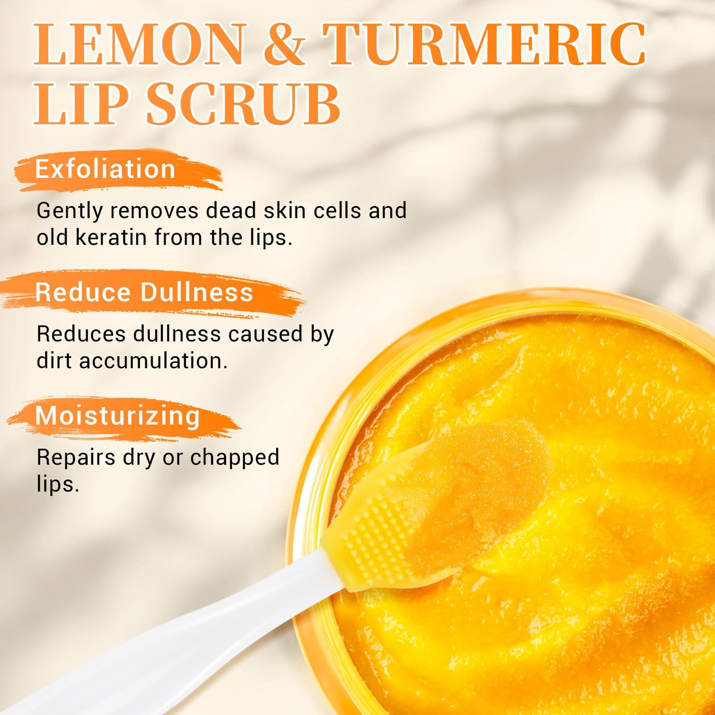 Turmeric Lemon Lip scrub & Turmeric Lip Balm with Brush Set 3PCS - Lips Scrubber Exfoliator for Dark Lips, Reduces Fine Lines Lip - Hydrating & Smooth Cracked, Dull, Dry