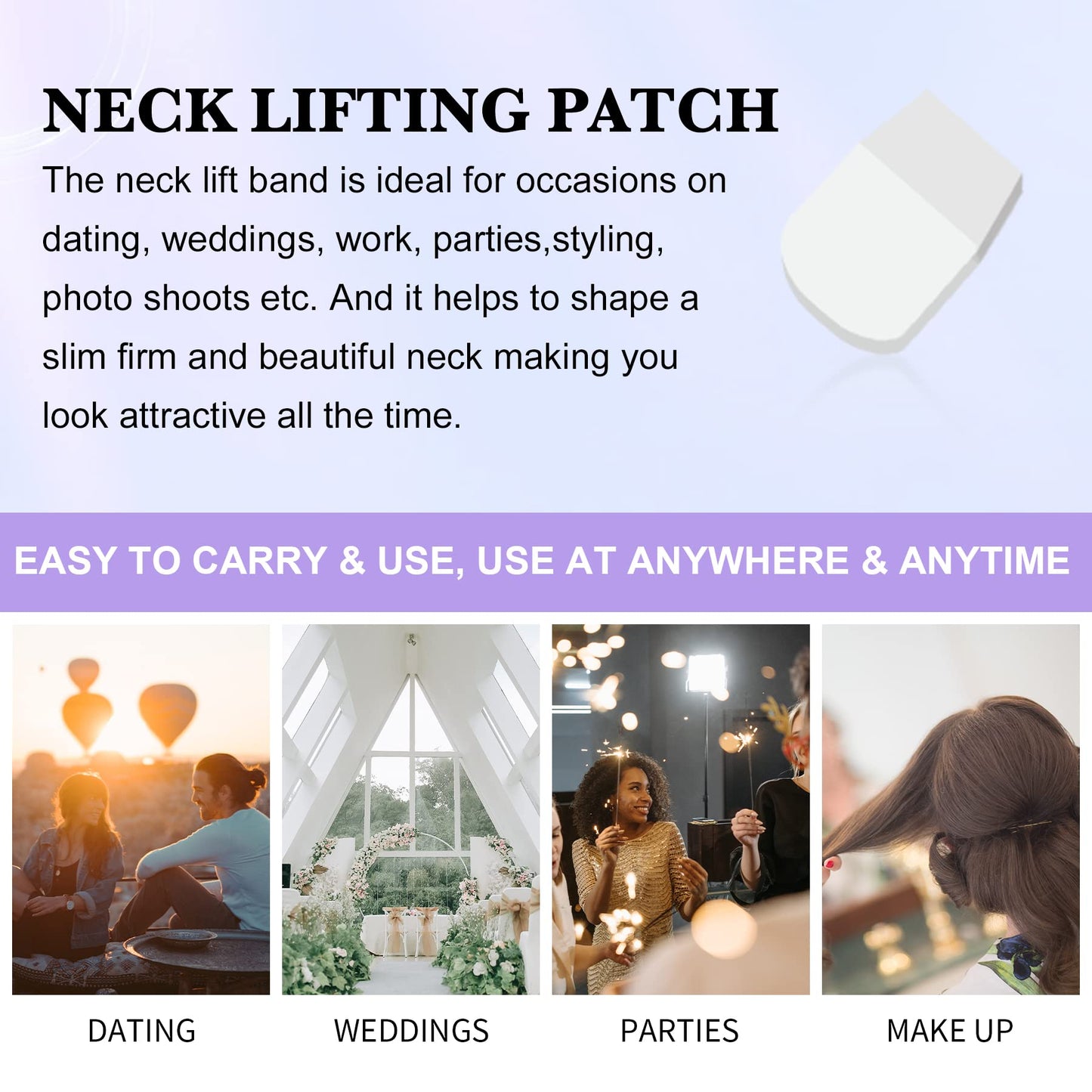 Neck Lift Tapes, Face Neck Lifting Sticker, Neck lift Patch Tool for Women Skin Care(4pcs neck bands, 20pcs replace tapes)