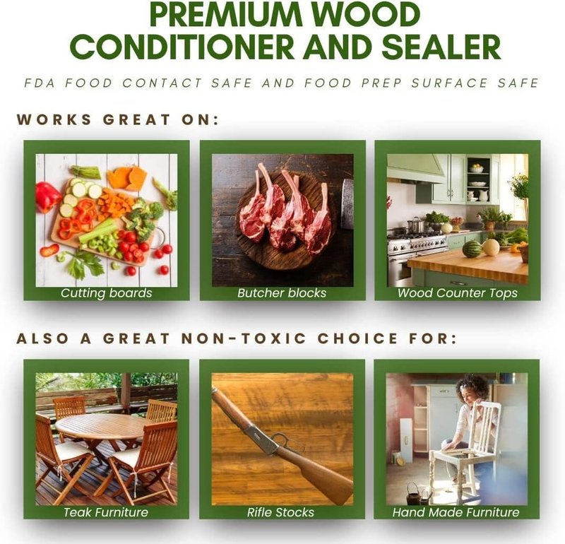 Non-Toxic Cutting Board Oil - Food Safe Conditioner & Sealer | 8 Oz - Ideal for Butcher Blocks & Wood Counters