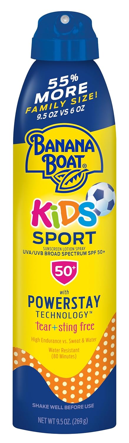 Banana Boat Kids Sport Sunscreen Spray - SPF 50, 9.5oz | Water-Resistant Children's Sunscreen