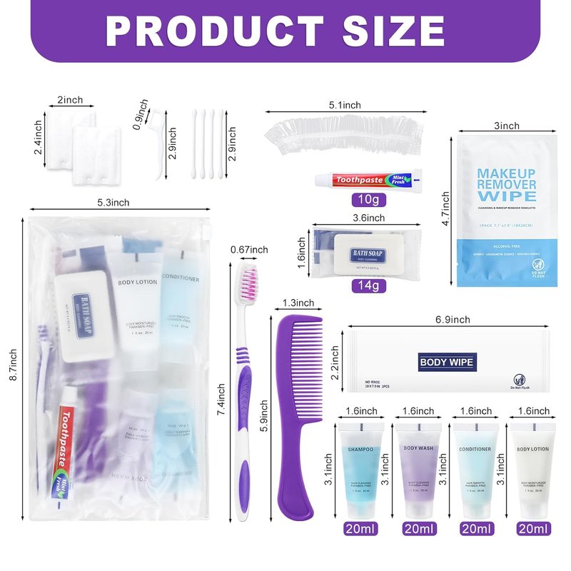Basic Toiletry Kits - Pack of 30 Individually Packed Personal Hygiene Kits | Travel Size for Home, Camping, Hotels