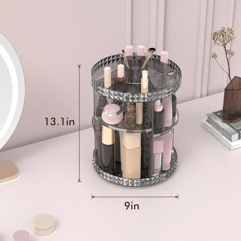 Rosoenvi Rotating Makeup Organizer, 360° Spinning Skincare Organizers, Adjustable Layer Cosmetic Storage Lazy Susan Makeup Organizers for Dresser Bathroom, Medium, Gray