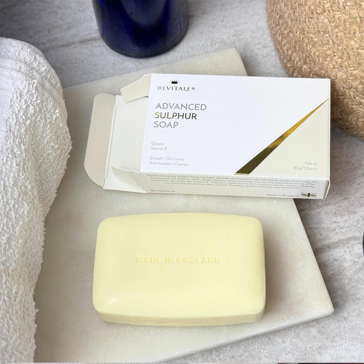 Revitalé Advanced Sulphur Soap - Blemish Control Cleansing Bar for Rough, Uneven Skin | 4.5 oz
