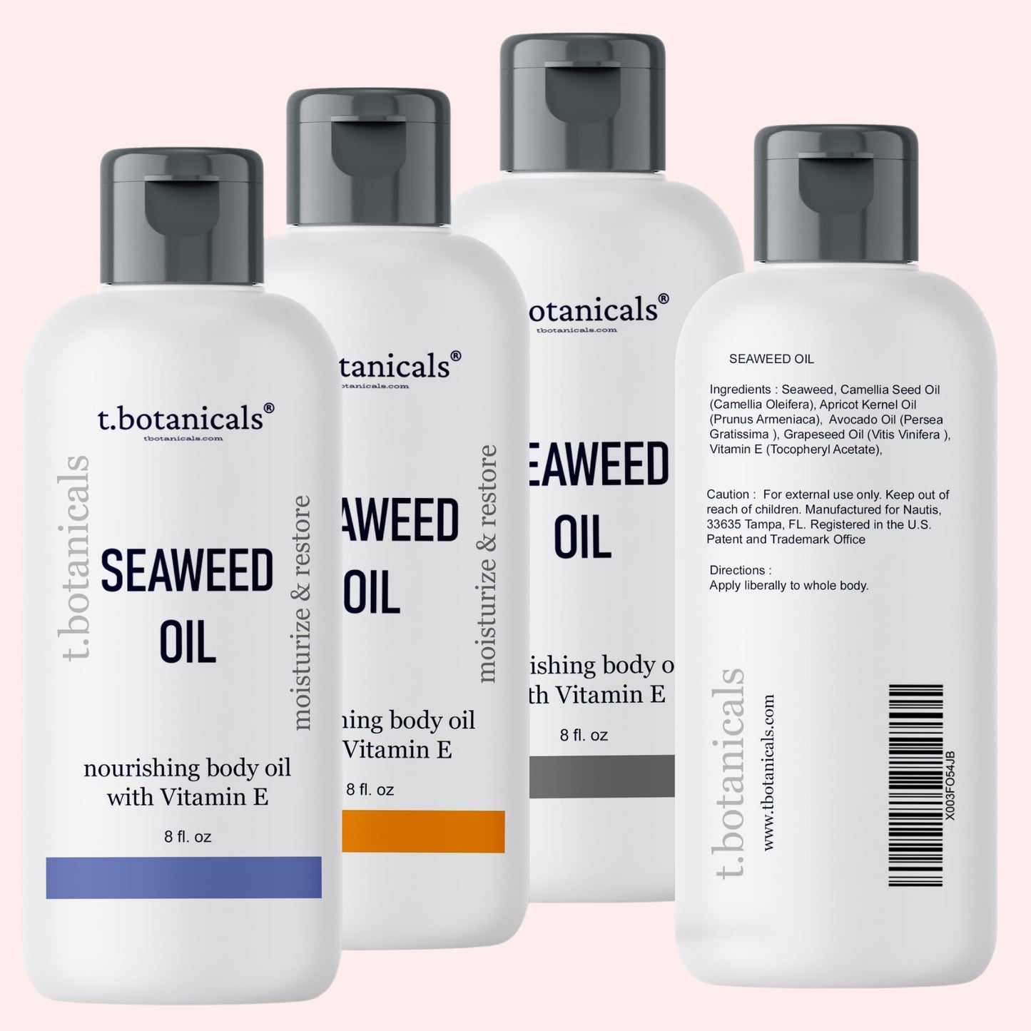 Seaweed Body Oil 8 oz. Nourishing Sea Moss Oil Fast Absorbing Firming Anti-Aging Non-Greasy Oil Day and Night Massage Kelp Moisturizer for Dry Dull, Sagging Skin, Face, Hair, Foot, Hands (Citrus)