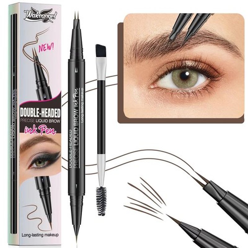 Eyebrow Pen Liquid Eyebrow Pencil 2 in 1 Dual-Ended Eye Brow Pencils for Women Waterproof Natural Brow Pencils and Precise Brush Tip Create natural hair like eyebrows that last all day Brown # 02