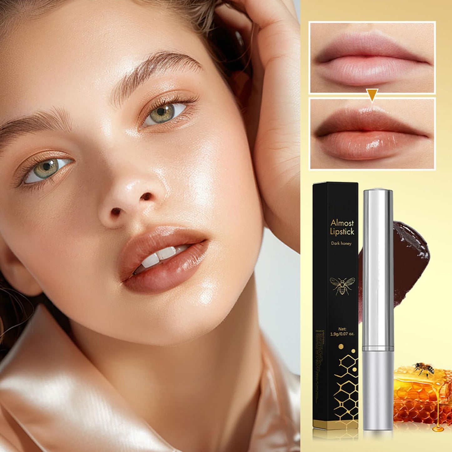 HJXUQIME 2PCS Hydrating Honey Lipstick，Sheer Tinted Lip Balm for All Skin Tones, Moisturizing Nourishing Formula with Natural Black Cherry Tint (Black + Pink)