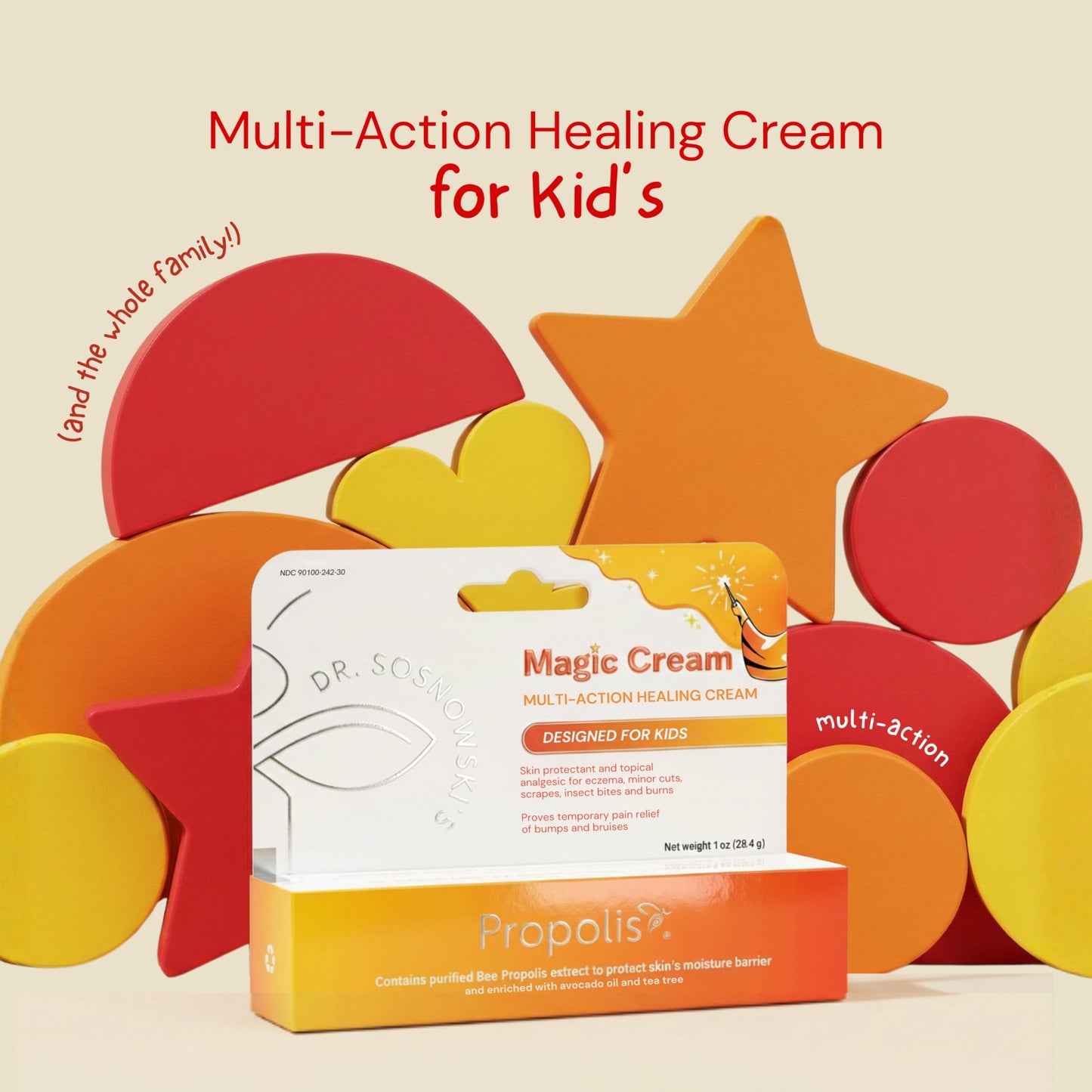 Dr. Sosnowski’s Magic Cream | Kids Eczema Cream & Anti Itch Relief | Multi-Action Topical for Rashes, Insect Bites & More | Propolis, Colloidal Oatmeal & Camphor | No Steroids or Antibiotics | 1oz