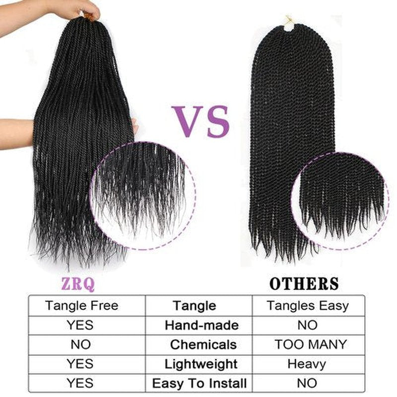 ZRQ 20 Inch 8 Packs senegalese twist crochet hair 25strands/pack Synthetic Crochet Braids Crochet Braiding Hair black sengalese twist crochet braids