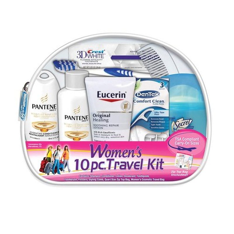 Convenience Kits International Men's 11 Piece Travel Kit with Grooming Essentials and Women's 10 Piece Deluxe Travel Kit with TSA Compliant Toiletries