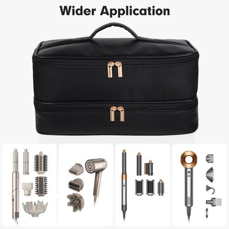 GENCAM Double-Layer Airwrap Travel Case for Shark Flexstyle, Carrying Case for Shark 430/440 Flexstyle, Travel Bag for Shark Flexstyle/Dyson Airwrap Styler and Attachments (Black)