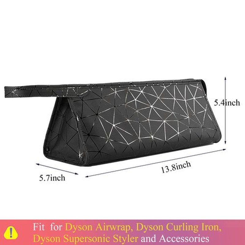 BAGCRAZY Leather Travel Case Travel Case Compatible with Dyson Airwrap Styler, Portable Waterproof Dyson Airwrap Travel Case, Airwrap Organizer Bag for Shark FlexStyle Attachments Storage, Dark Black