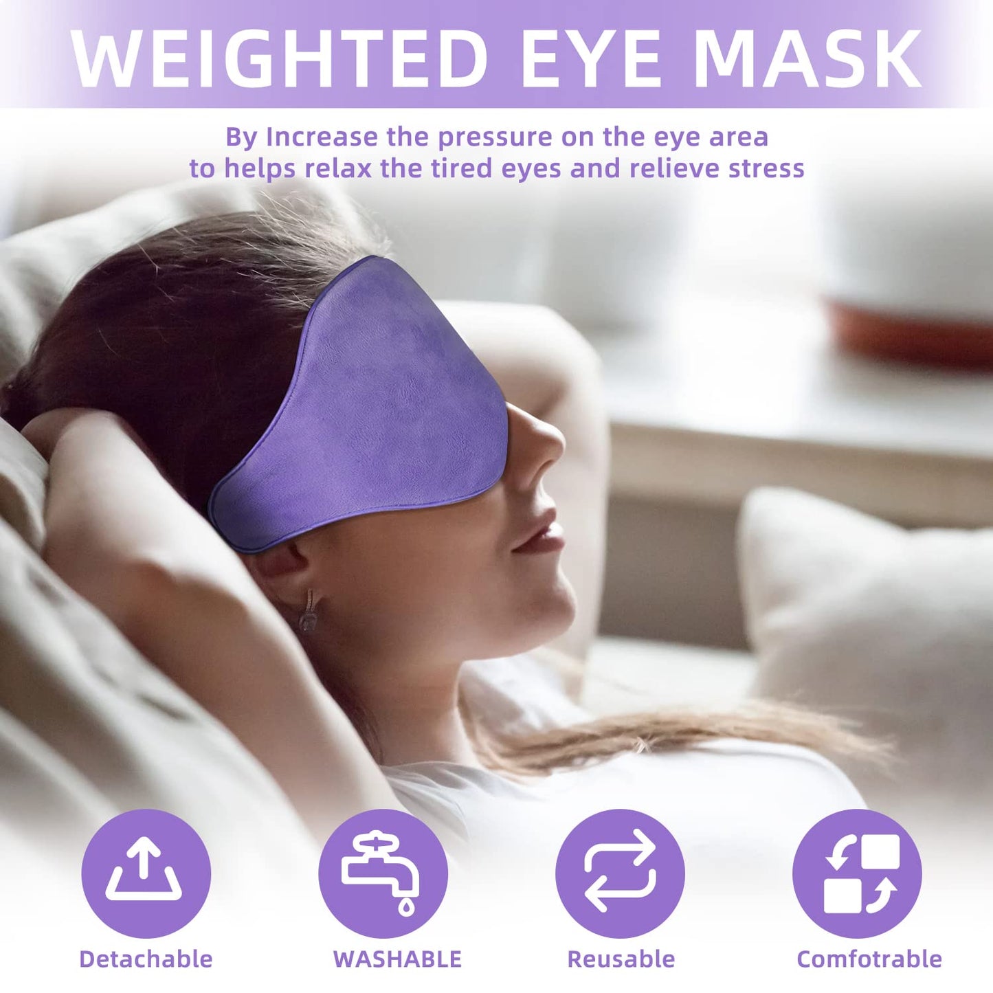 Cavoilu Sleep Mask, Weighted Eye Mask for Sleeping, Microwave Lavender Moist Heat Warm Eye Mask for Home Office, Sleep Eye Masks for Women