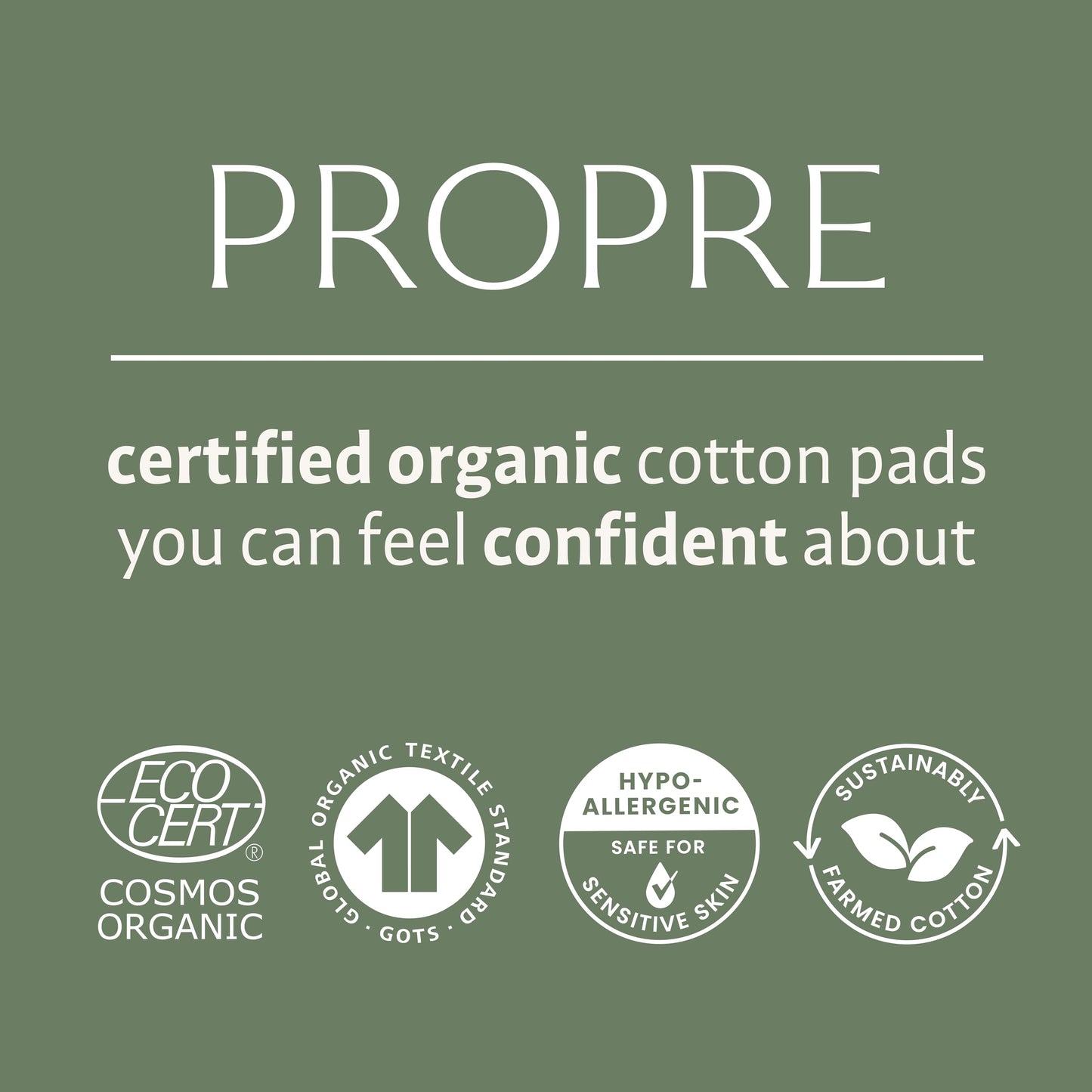 Propre Baby XL Premium European Style 100% Organic Cotton Pads – GOTS Certified, Dry Wipes – Ultra-Thick & Lint-Free for Sensitive Skin, for Diaper Changes and Make up Removal (60ct)