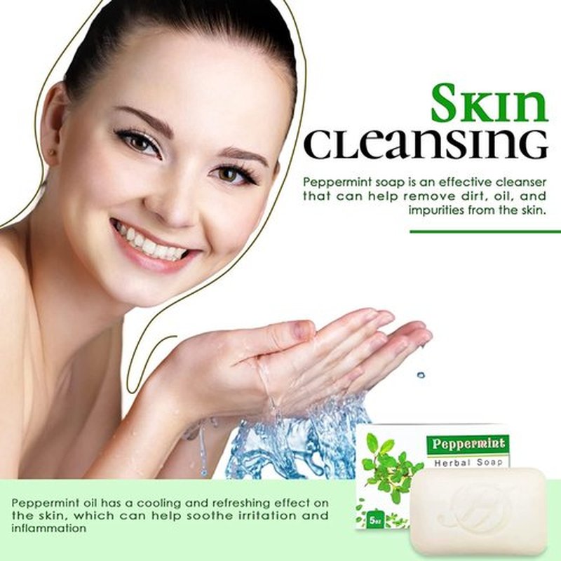 HERBOGANIC Peppermint Herbal Soap | Pack of 3 of 5oz soap Bar | Natural Bar Soap for Face and Body | Hydrating and Nourishing | Suitable for Men and Women