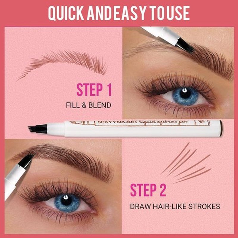 Microblading Eyebrow Pencil,2025 NEW Microblading Eyebrow Pen with 4 Tip Eye Brow Pen,Natural Makeup Fine Stroke Magic Eyebrow Pencil Stay on All Day(Dark Brown+Dark Brown)