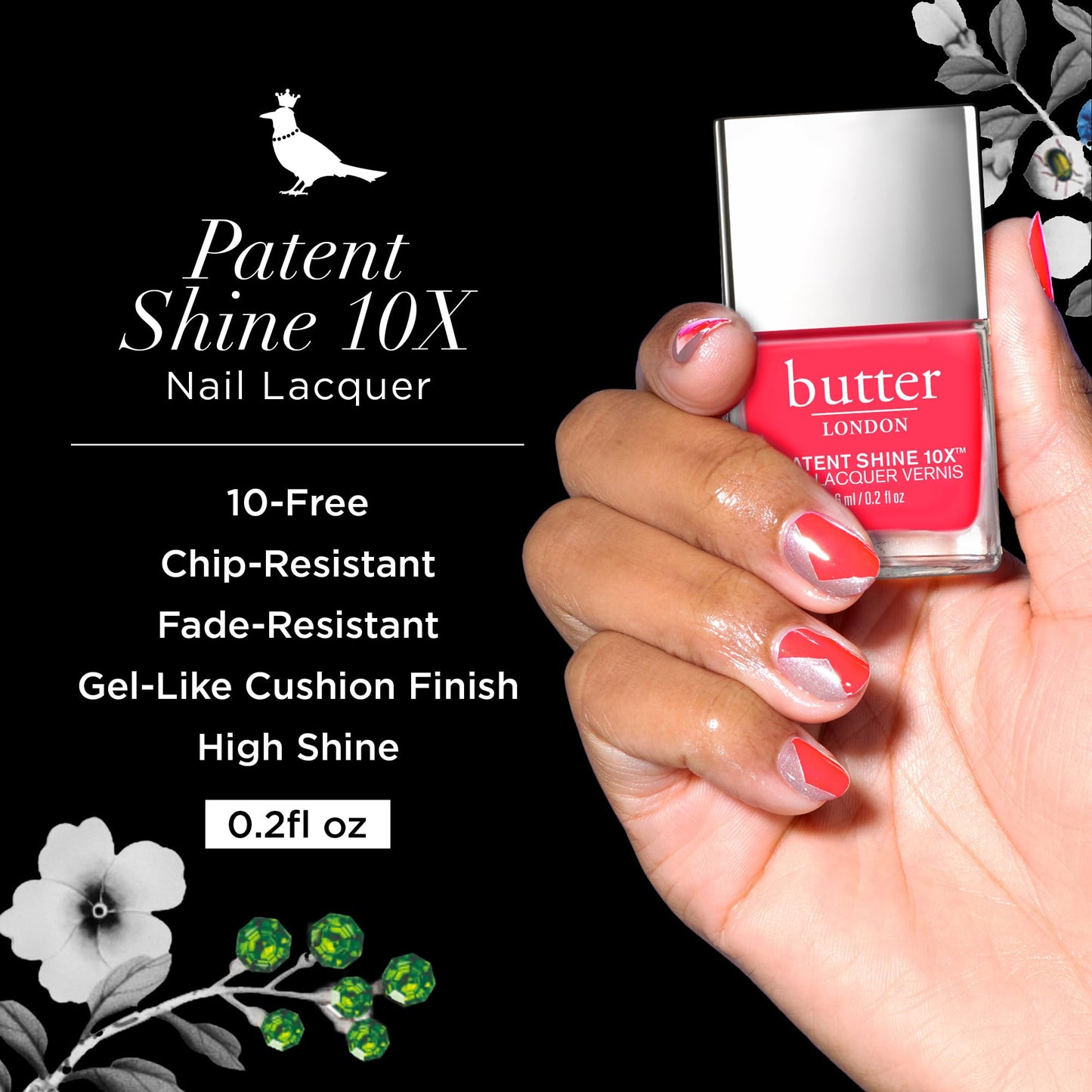 butter LONDON Patent Shine 10X Nail Lacquer Polish, Flusher Blusher - Gel-Like Finish & Chip-Resistant Nail Lacquer Helps Protects & Strengthens Nails - Vegan & Cruelty-Free