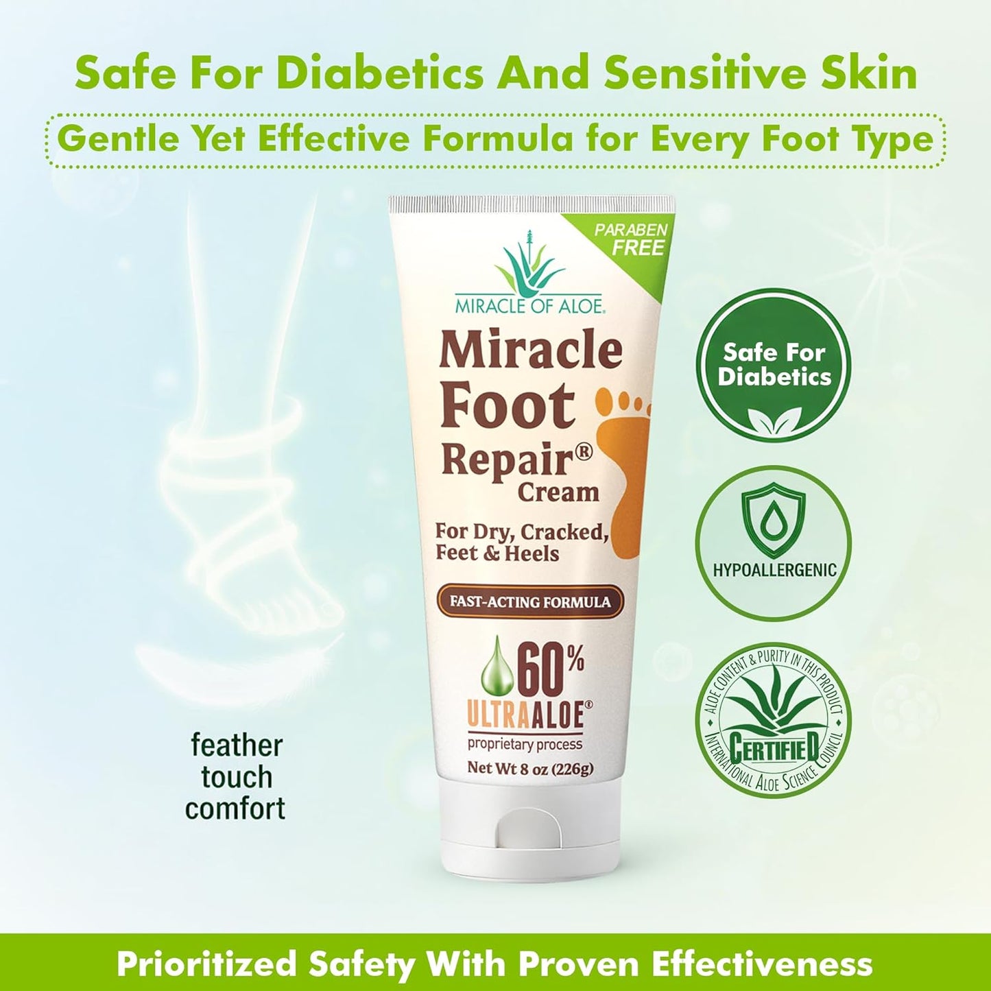 Miracle Foot Repair Cream (1 oz / 12 Pack) Repairs Dry Cracked Heels and Feet, 60% Pure Ultra Aloe Moisturizes, Softens, and Repairs