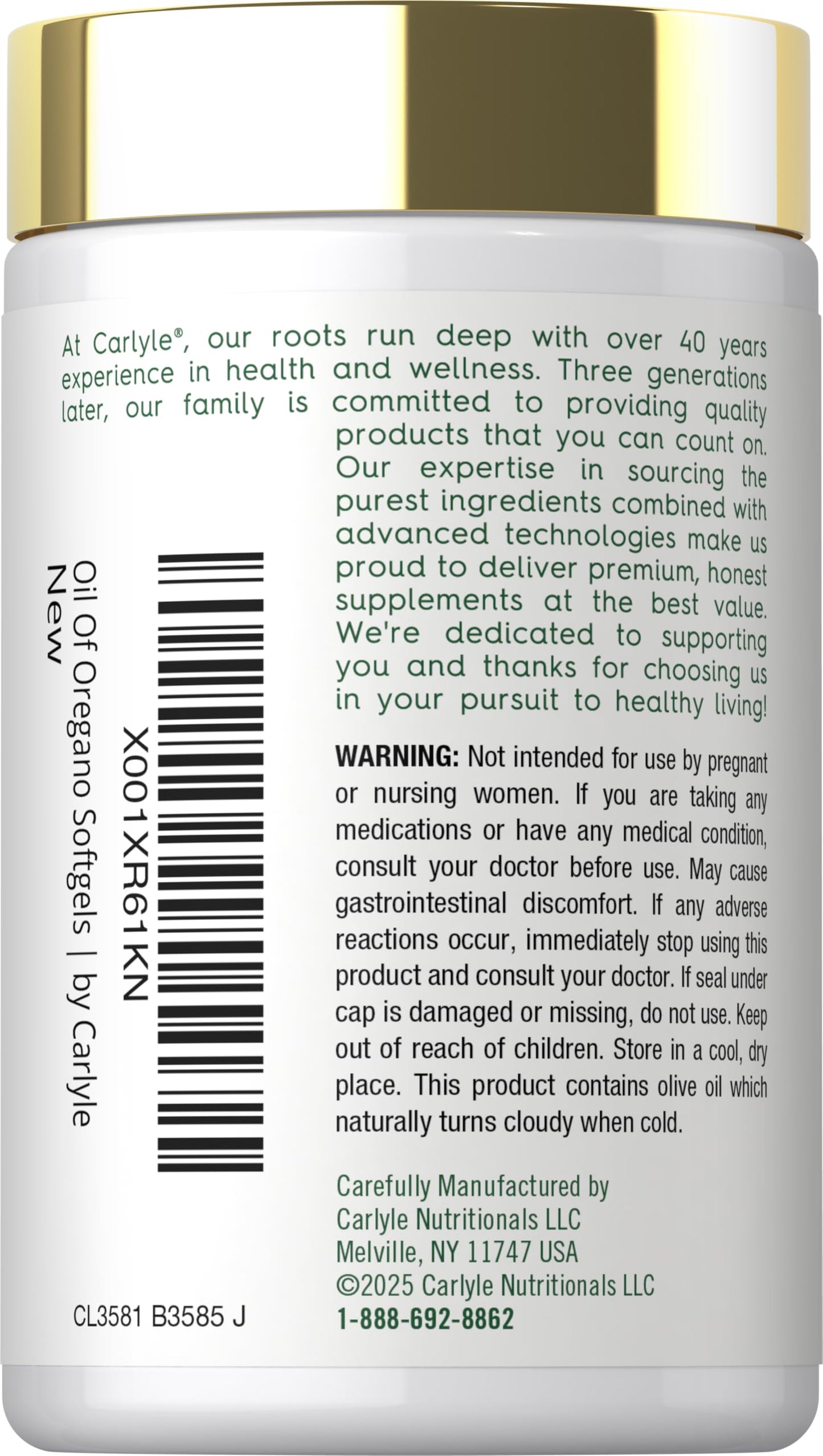 Carlyle Oregano Oil Supplement | 150 Softgel Capsules | Contains Carvacrol