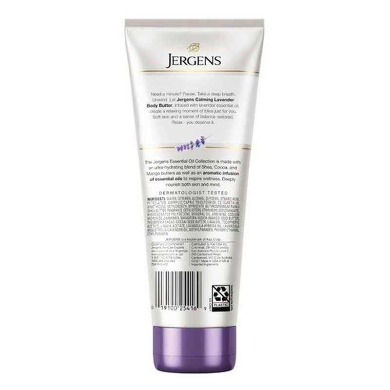 Jergens Lavender Body Butter Hand and Body Lotion, Moisturizer for Women, with Essential Oils for Indulgent Moisturization, 7 Ounce (Pack of 3)